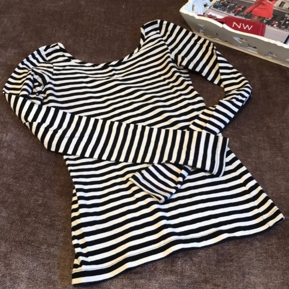 PH8 Black & White long sleeved top with scoop neck